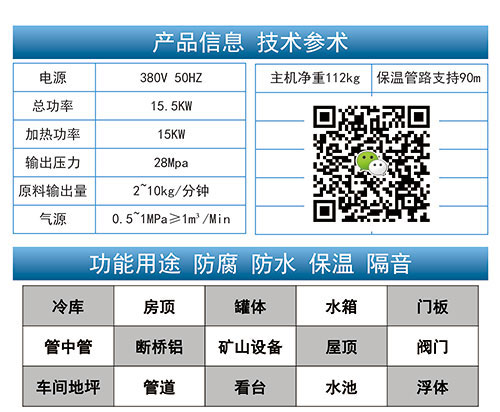 發(fā)泡聚氨酯噴涂設備JNJX-Q30技術(shù)參數